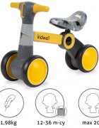 Kidwell Ride-On pentru copii fara pedale Petito Dino varsta 1-3 ani greutatea maxima a copilului 20 kg roti din spuma EVA sa conturata moale din piele ecologica