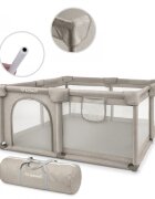 Kidwell Tarc pliabil pentru copii Fanko Beige 130x130 cm pentru interior spatiu optimizat sigur 0-6 ani
