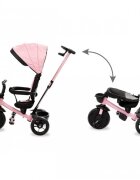 Kidwell Tricicleta pentru copii Axel Roz cu sezut rotativ roti din spuma EVA suport pentru picioare control parental suport pentru pahar centura de siguranta greutate admisa 25 kg