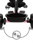 Kidwell Tricicleta pentru copii Axel Roz cu sezut rotativ roti din spuma EVA suport pentru picioare control parental suport pentru pahar centura de siguranta greutate admisa 25 kg