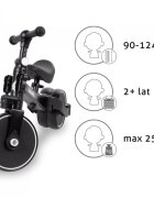 Kidwell Tricicleta pentru copii Pico Black cu pedale 3 in 1 scaun reglabil pe inaltime reglarea in 3 trepte a distantei dintre ghidon si copil potrivita pentru inaltimea unui copil 90 - 124 cm
