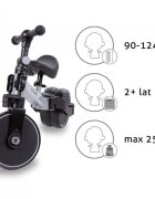 Kidwell Tricicleta pentru copii Pico Gray cu pedale 3 in 1 scaun reglabil pe inaltime reglarea in 3 trepte a distantei dintre ghidon si copil potrivita pentru inaltimea unui copil 90 - 124 cm