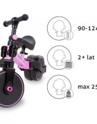 Kidwell Tricicleta pentru copii Pico Pink cu pedale 3 in 1 scaun reglabil pe inaltime reglarea in 3 trepte a distantei dintre ghidon si copil potrivita pentru inaltimea unui copil 90 - 124 cm