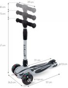 Kidwell Trotineta Jax Gray Black cu 3 roti pliabila reglabila din aluminiu greutate admisa 50 kg varsta 3 ani+