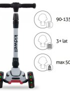 Kidwell Trotineta Jax Gray Black cu 3 roti pliabila reglabila din aluminiu greutate admisa 50 kg varsta 3 ani+