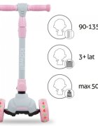 Kidwell Trotineta Jax Gray Pink cu 3 roti pliabila reglabila din aluminiu greutate admisa 50 kg varsta 3 ani+