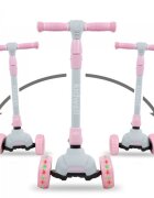 Kidwell Trotineta Jax Gray Pink cu 3 roti pliabila reglabila din aluminiu greutate admisa 50 kg varsta 3 ani+