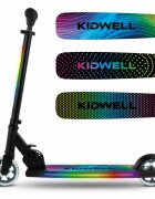 Kidwell Trotineta pentru copii Mido Black 3 in 1 pliabila reglabila cu 2 roti cu iluminare LED incorporata 5 ani+ pana la 100 kg