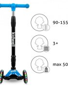 Kidwell Trotineta pentru copii Vento Fotball pliabila cu suspensie roti cu led ghidon din aluminiu reglabil greutate admisa 50 kg varsta 3 ani+