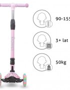 Kidwell Trotineta pentru copii Vento Unique pliabila cu suspensie roti cu led ghidon din aluminiu reglabil greutate admisa 50 kg varsta 3 ani+