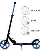 Kidwell Trotineta pliabila Blast Blue roti mari 200 mm rulmenti ABEC-7 ultra usoara 3.8 kg 100 kg 8+ ani