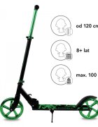 Kidwell Trotineta pliabila Blast Light Green roti mari 200 mm rulmenti ABEC-7 ultra usoara 3.8 kg 100 kg 8+ ani