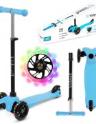 Kidwell Trotineta UNO blue 3 roti cu lumini LED ghidon reglabil din aluminiu greutate maxima 25 kg varsta 3 ani+