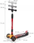 Kidwell Trotineta Vento Flame pliabila roti cu Led suspensie ghidon reglabil din aluminiu platforma antiderapanta greutate admisa 50 kg