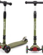 Kidwell Trotineta Vento Khaki pliabila cu suspensie roti cu led ghidon din aluminiu reglabil greutate admisa 50 kg varsta 3 ani+