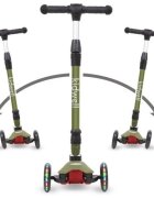Kidwell Trotineta Vento Khaki pliabila cu suspensie roti cu led ghidon din aluminiu reglabil greutate admisa 50 kg varsta 3 ani+
