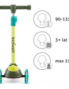 Kidwell Trotineta zoocar Dinosaur lumini LED ghidon reglabil din aluminiu greutate suportata 25 kg varsta 3 ani+