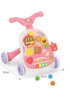 KikkaBoo Antepremergator 2in1 transformabil in masuta de activitati cu panou muzical Candy Party Pink
