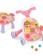 KikkaBoo Antepremergator 2in1 transformabil in masuta de activitati cu panou muzical Candy Party Pink