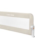 KikkaBoo Bariera de protectie pentru pat copii I am Safe Beige 120 cmfixare stabilarabatabilapotrivita pentru saltele de la 12-20 cmcolturi rotunjitematerial textil de inalta calitate
