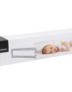 KikkaBoo Bariera de protectie pentru pat copii I am Safe Beige 150 cm fixare stabila rabatabila potrivita pentru saltele de la 12-20 cmcolturi rotunjitematerial textil de inalta calitate