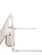 KikkaBoo Bariera de protectie pentru pat copii I am Safe Beige 150 cm fixare stabila rabatabila potrivita pentru saltele de la 12-20 cmcolturi rotunjitematerial textil de inalta calitate