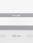 KikkaBoo Bariera de protectie pentru pat copii I am Safe Grey 150 cm fixare stabila rabatabila potrivita pentru saltele de la 12-20 cmcolturi rotunjitematerial textil de inalta calitate