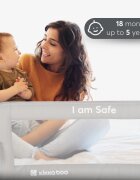 KikkaBoo Bariera de protectie pentru pat copii I am Safe Grey 150 cm fixare stabila rabatabila potrivita pentru saltele de la 12-20 cmcolturi rotunjitematerial textil de inalta calitate