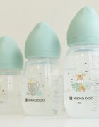 KikkaBoo Biberon Savanna Mint 180ml cu gat larg si tetina anti-colici din siliconfara bparecomandat de la nastere