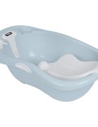 KikkaBoo Cadita copii cu termometru digital si reductor anatomic detasabil Lavera Bluerealizata din plastic rezistent cu margini rotunijitefara BPAmanere pentru mutare usoarasuport sapun si recipient clatire inclus