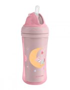 KikkaBoo Cana cu pai din silicon 220ml Moony me Pink