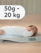 KikkaBoo Cantar digital pentru bebelusi Lyra Greydesign compact cu afisaj LCD cu lumina alba functie Holdfunctie taraoprire automata dupa 2 minuteprecizie de la 50g pana la 20kgSuprafata concava ergonomica+centimetru