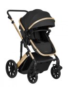 KikkaBoo Carucior copii transformabil 3in1 Darling Black 2024reversibilcadru din aluminiuroti cu suspensiimaner parinte reglabilscaun auto i-Sizegeantasuport paharhusa picioareplasa insecte