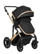 KikkaBoo Carucior copii transformabil 3in1 Darling Black 2024reversibilcadru din aluminiuroti cu suspensiimaner parinte reglabilscaun auto i-Sizegeantasuport paharhusa picioareplasa insecte