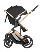 KikkaBoo Carucior copii transformabil 3in1 Darling Black 2024reversibilcadru din aluminiuroti cu suspensiimaner parinte reglabilscaun auto i-Sizegeantasuport paharhusa picioareplasa insecte
