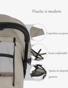 KikkaBoo Carucior sport pana la 22kg 0-48 lunicadru din aluminiu cu pliere compactapozitie de somnCompatibil avionhusa ploaiesuport pahar si geanta transport incluse Cloe Grey 2024