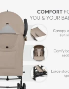 KikkaBoo Carucior sport pentru copii Beetle 2 Dark Beige cu spatar reglabilbara de protectie detasabilapliere tip umbrelcopertina reglabilaroti pivotante detasabilepana la 22kg