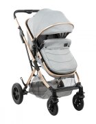 KikkaBoo Carucior transformabil 3 in 1 cu sezut reversibilcadru din aluminiususpensiicopertina XXLgeanta mamicisuport pahar si husa pentru picioare incluse Kaia Light Grey
