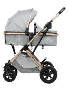 KikkaBoo Carucior transformabil 3 in 1 cu sezut reversibilcadru din aluminiususpensiicopertina XXLgeanta mamicisuport pahar si husa pentru picioare incluse Kaia Light Grey