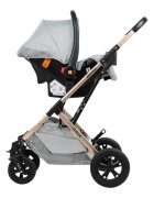 KikkaBoo Carucior transformabil 3 in 1 cu sezut reversibilcadru din aluminiususpensiicopertina XXLgeanta mamicisuport pahar si husa pentru picioare incluse Kaia Light Grey