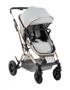 KikkaBoo Carucior transformabil 3 in 1 cu sezut reversibilcadru din aluminiususpensiicopertina XXLgeanta mamicisuport pahar si husa pentru picioare incluse Kaia Light Grey