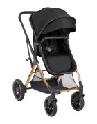 KikkaBoo Carucior transformabil 3in1 cu scaun auto I-Sizecadru din aluminiususpensii pe roti si cadrusezut reversibilcapotina XXLroti rezistente din PUbara de protectie detasabilahusa picioare inclusa One Black