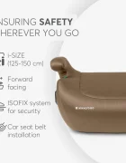 KikkaBoo Inaltator auto cu isofix i-Tip 2 i-SIZE Beige 125-150 cm suport pahar inclus centura de ghidaj husa lavabila cotiere certificat R129