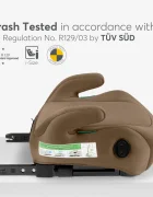 KikkaBoo Inaltator auto cu isofix i-Tip 2 i-SIZE Beige 125-150 cm suport pahar inclus centura de ghidaj husa lavabila cotiere certificat R129
