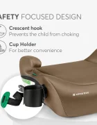 KikkaBoo Inaltator auto cu isofix i-Tip 2 i-SIZE Beige 125-150 cm suport pahar inclus centura de ghidaj husa lavabila cotiere certificat R129