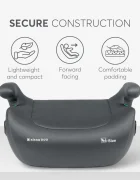 KikkaBoo Inaltator auto cu isofix i-Tip 2 i-SIZE Dark Grey 125-150 cm suport pahar inclus centura de ghidaj husa lavabila cotiere certificat R129