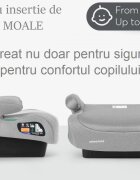 KikkaBoo Inaltator auto i-Go i-Size Light Grey 125-150 cm sezut confortabil centura de ghidaj fixare cu centura masinii husa detasabila certificat R12903 de catre TUV SUD