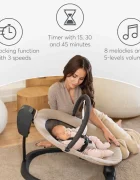KikkaBoo Leagan electric 2in1 Zazu Grey cu tehnologie inteligenta de miscare in 3 directiipanou de comanda tactilcadru din otel3 viteze de balansarecronometru2 pozitii reglare spatargreutate admisa 30 kg