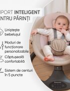 KikkaBoo Leagan electric cu balansare laterala si telecomanda Codie Beige spatar reglabil conectare bluetooth 5 viteze panou muzical cu control volum adaptor priza inclus