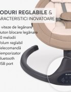 KikkaBoo Leagan electric cu balansare laterala si telecomanda Codie Beige spatar reglabil conectare bluetooth 5 viteze panou muzical cu control volum adaptor priza inclus